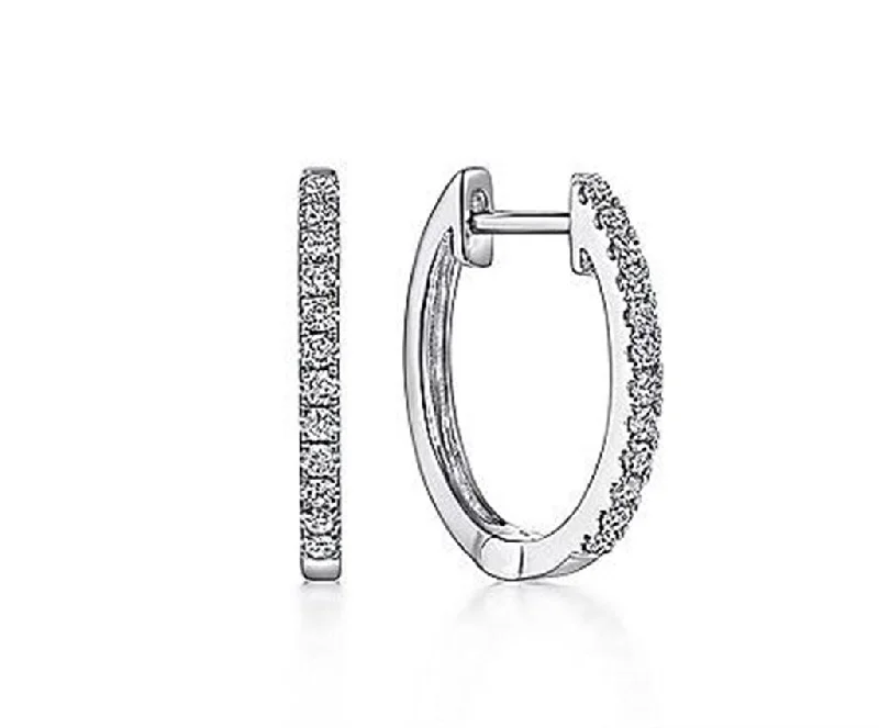 Organic shape earrings-Gabriel 10mm Pave Diamond Huggie Earrings