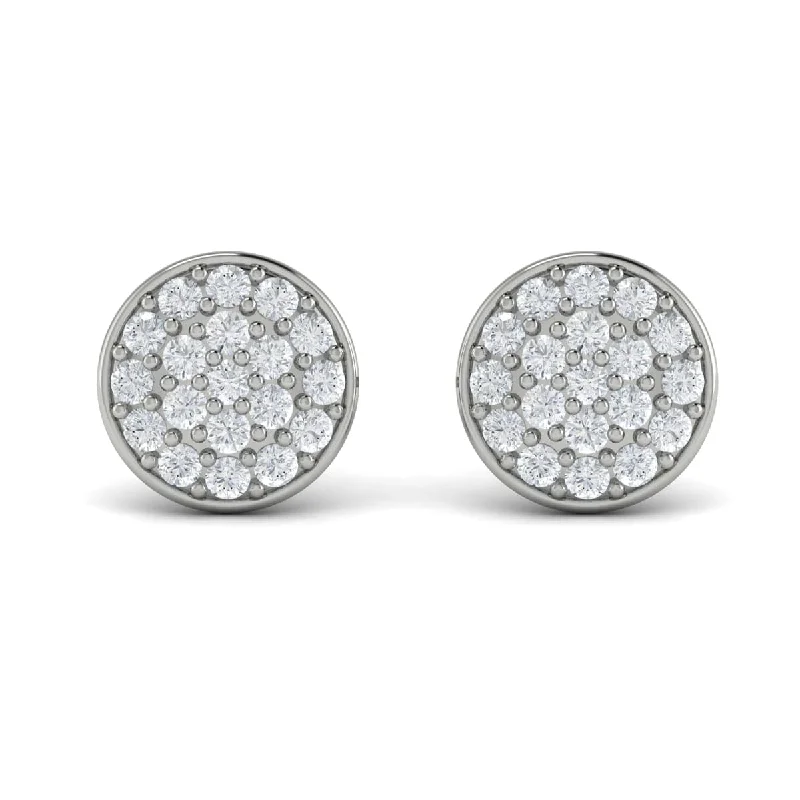 Hexagonal drop earrings-Diamond Disc Stud Earrings