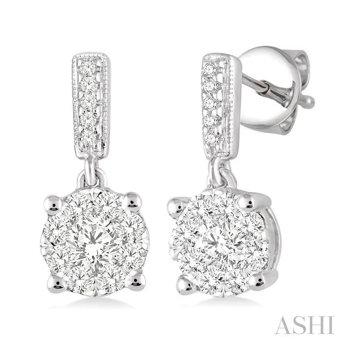 Multi-tier earrings-ROUND SHAPE LOVEBRIGHT ESSENTIAL DIAMOND EARRINGS