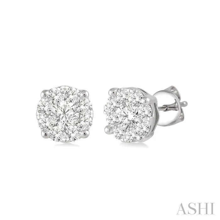 Oversized hoop earrings-ROUND SHAPE LOVEBRIGHT ESSENTIAL DIAMOND STUD EARRINGS