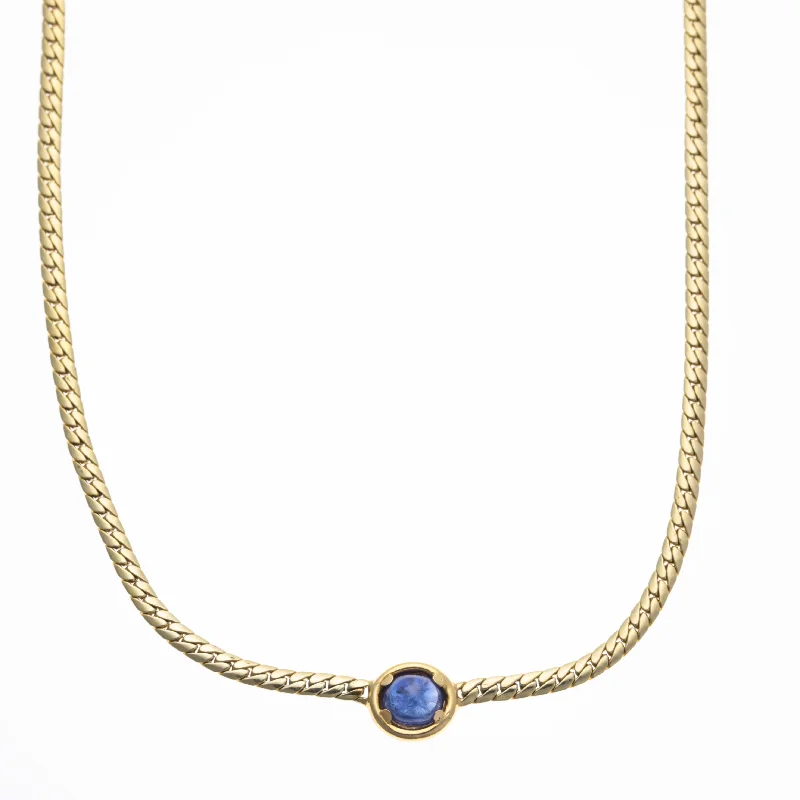 Petite gemstone necklaces-14K Yellow Gold Sapphire Necklace | 1.60ct | 15" |