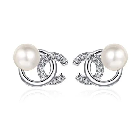 Floral design earrings-Maggie Moissanite & Pearl Earrings