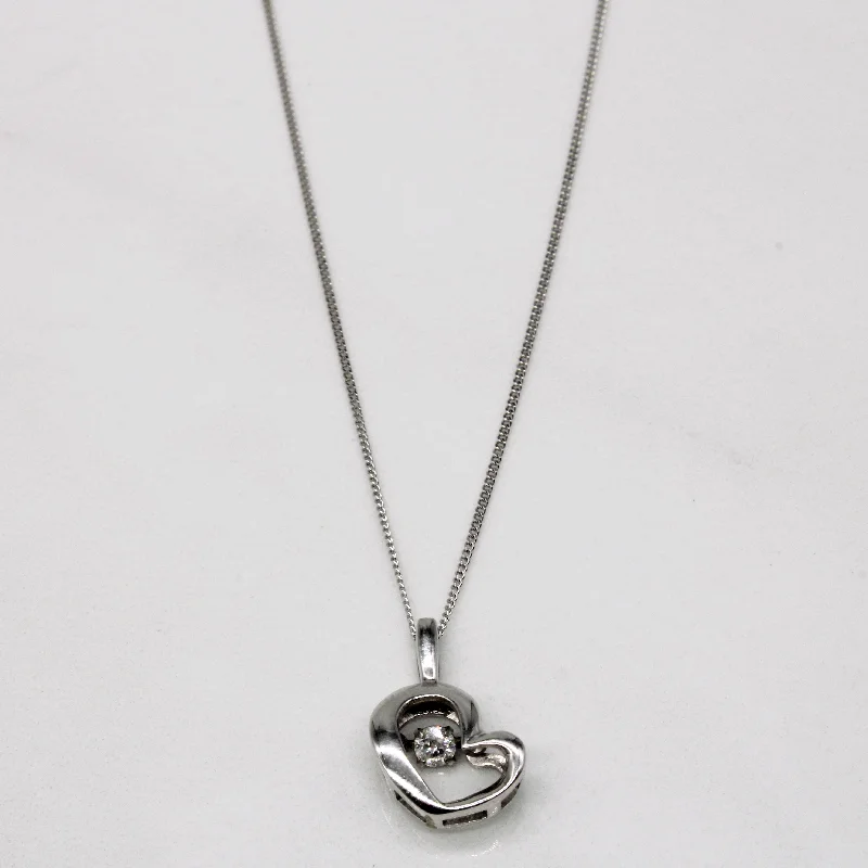 Knot design necklaces-Floating Diamond Heart Pendant & Necklace | 0.05ct | 18" |