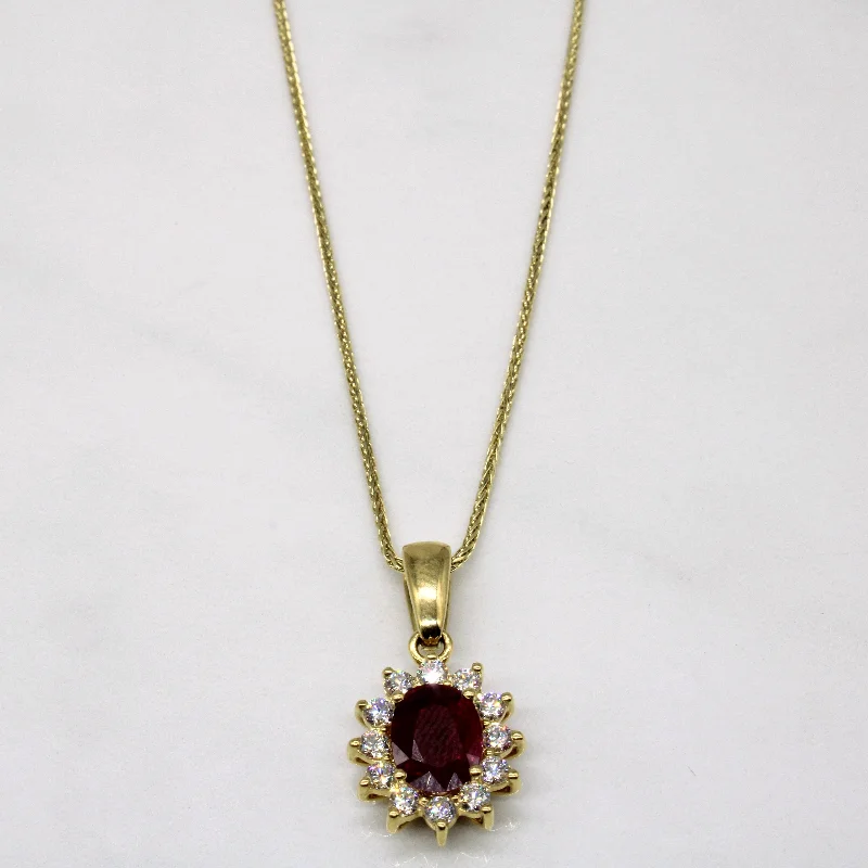 Shell pendant necklaces-Ruby & Diamond Pendant & Necklace | 1.55ct, 0.77ctw | 16" |