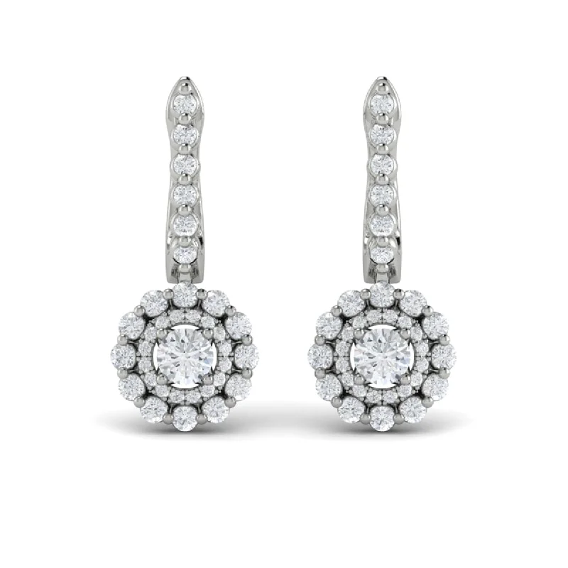 Multi-tier earrings-Diamond Floral Cluster Huggie Earrings