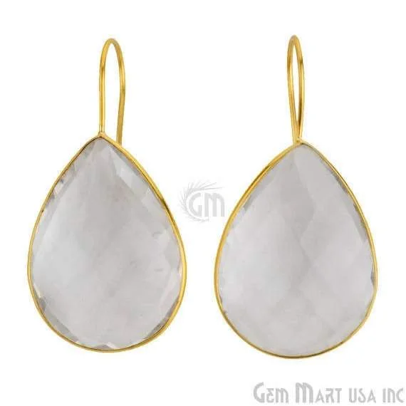 Rose gold earrings-24k gold plated Crystal Bezel Pears shape 31x22mm Connector Earring (CLER-90016)