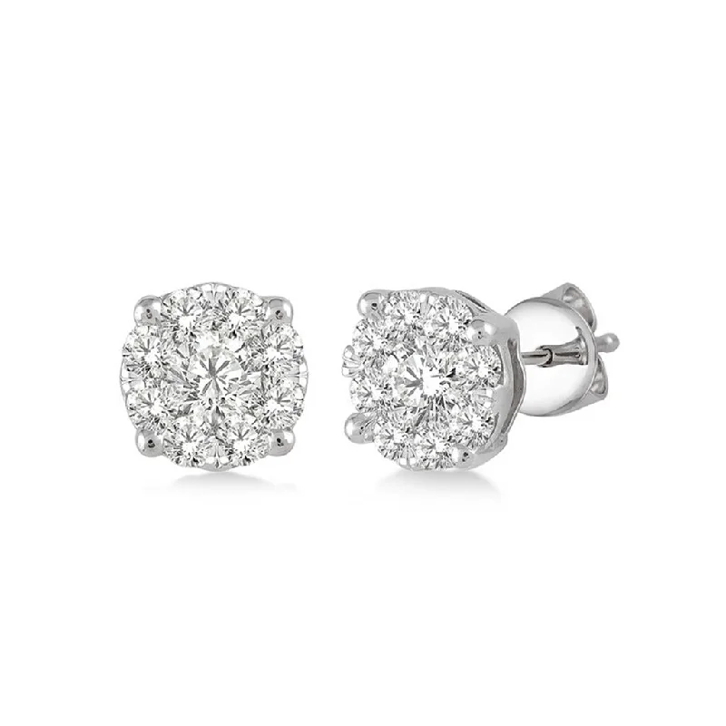 Spiral design earrings-Rolland's Design Diamond Cluster Earrings 0.35 Cts