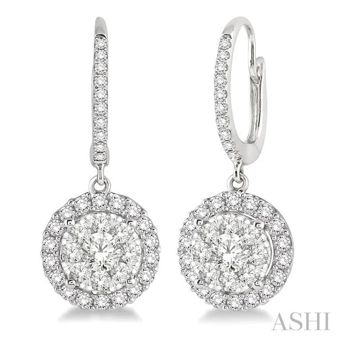 Textured disc earrings-ROUND SHAPE HALO LOVEBRIGHT ESSENTIAL DIAMOND EARRINGS