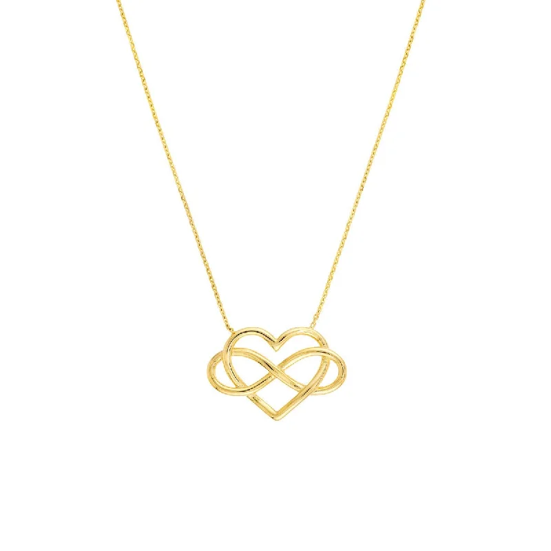 Mixed metal necklaces-14K Yellow Gold Infinity Open Heart Pendant Necklace