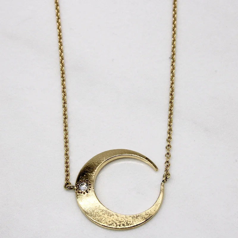 Ocean wave necklaces-Diamond Crescent Moon Pendant Necklace | 0.05ct | 16" |