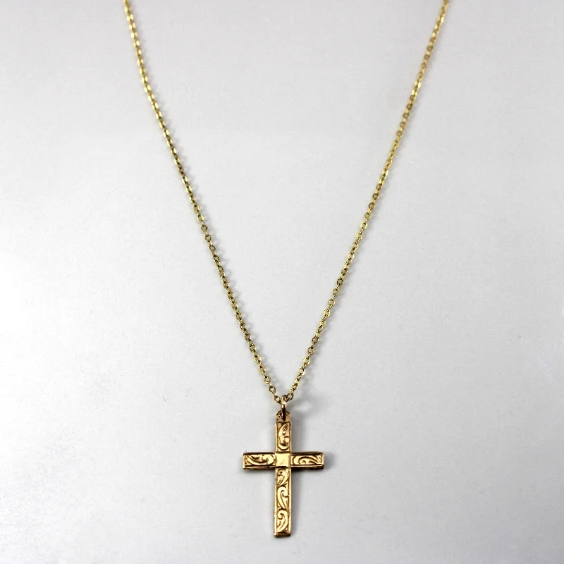 Minimalist style necklaces-9k Yellow Gold Cross Pendant Necklace | 20"|