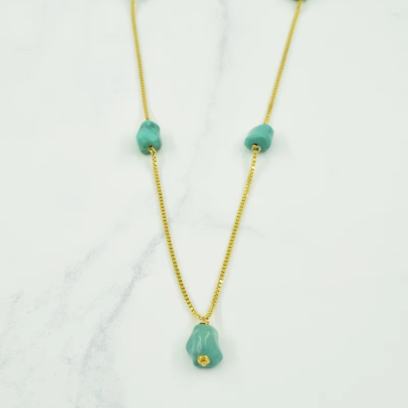 Rustic wooden necklaces-Turquoise Necklace | 35.00ctw | 24.5" |