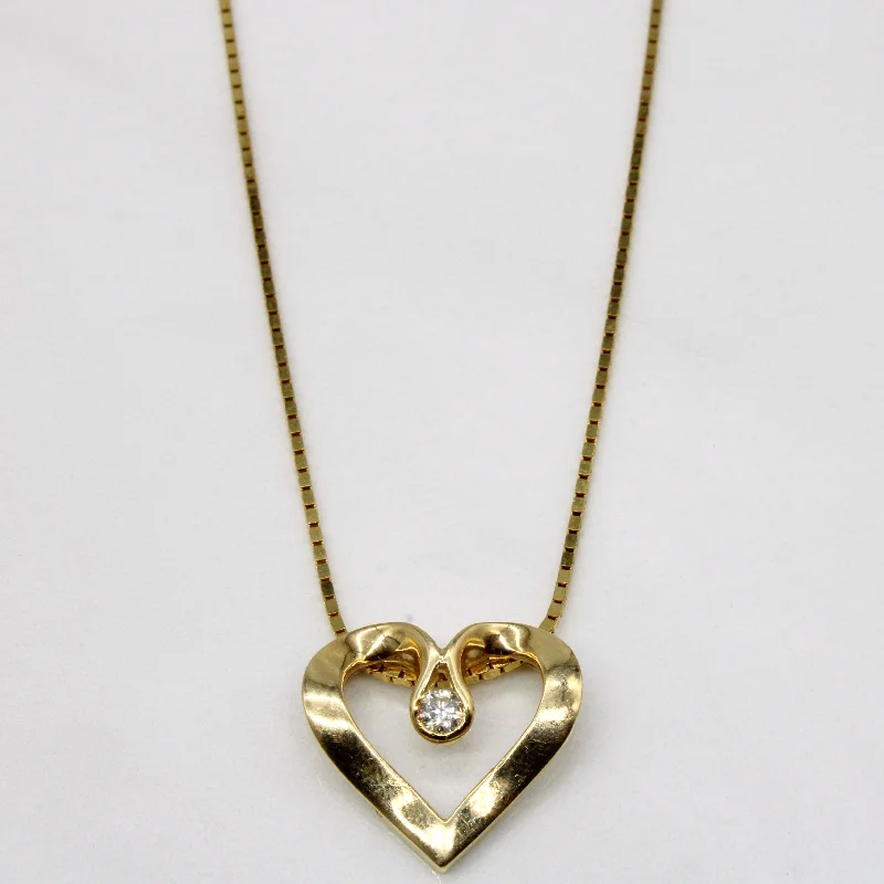 Knot design necklaces-Diamond Heart Pendant & 14k Necklace | 0.05ct | 16" |