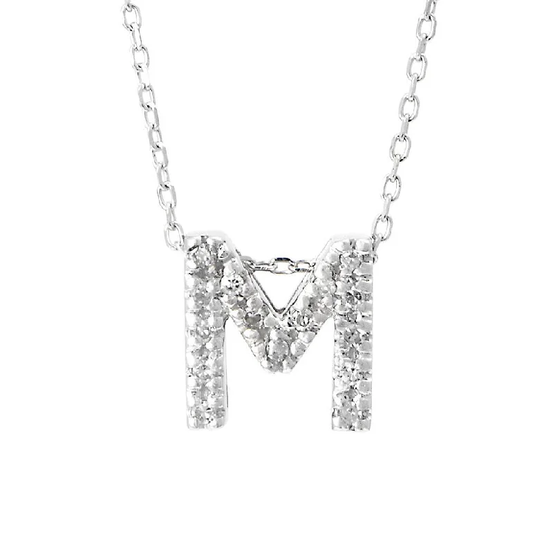 Sunflower pendant necklaces-14K Gold Initial "M" Necklace With Diamonds