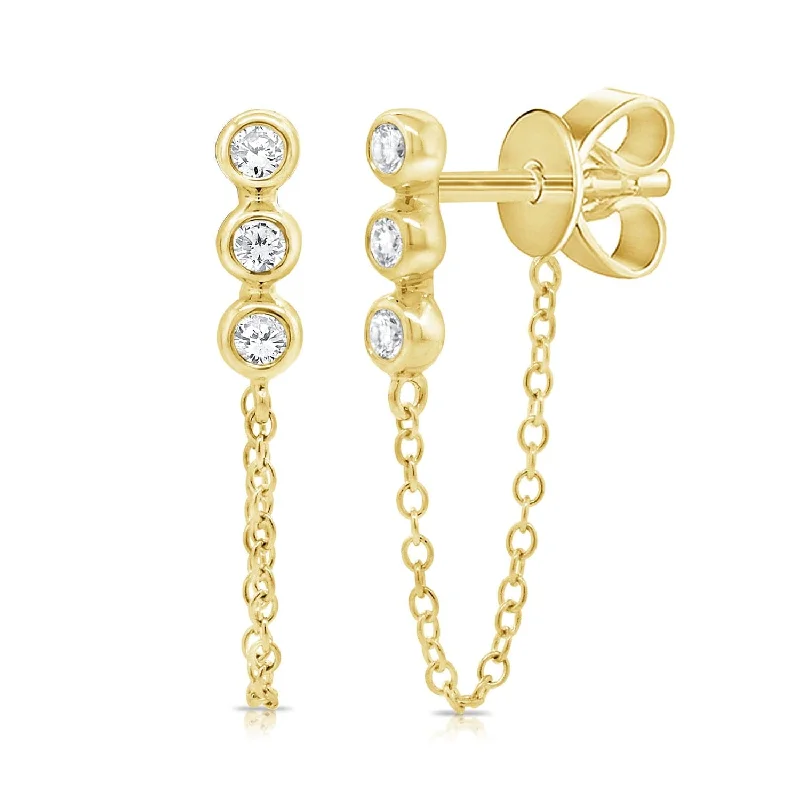 Star charm earrings-14k Gold & Diamond Chain Dangle Earrings