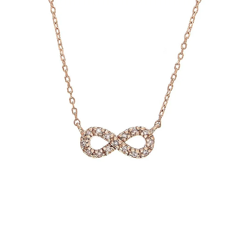 Gothic cross necklaces-14K Rose Gold Infinity Single Micro Pave Diamond Necklace