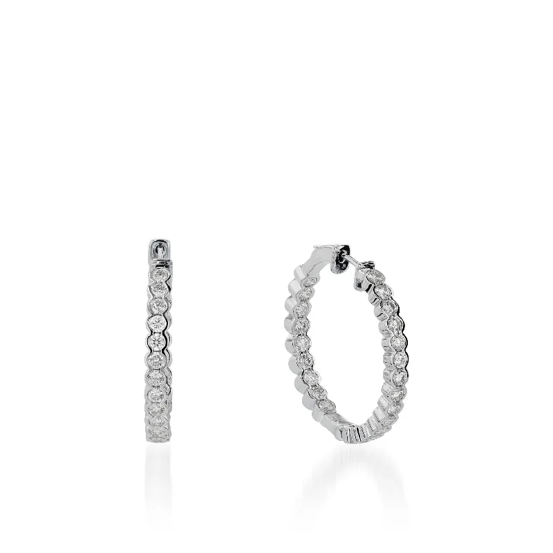 Vintage drop earrings-Paloma Inside-Out Diamond Hoops