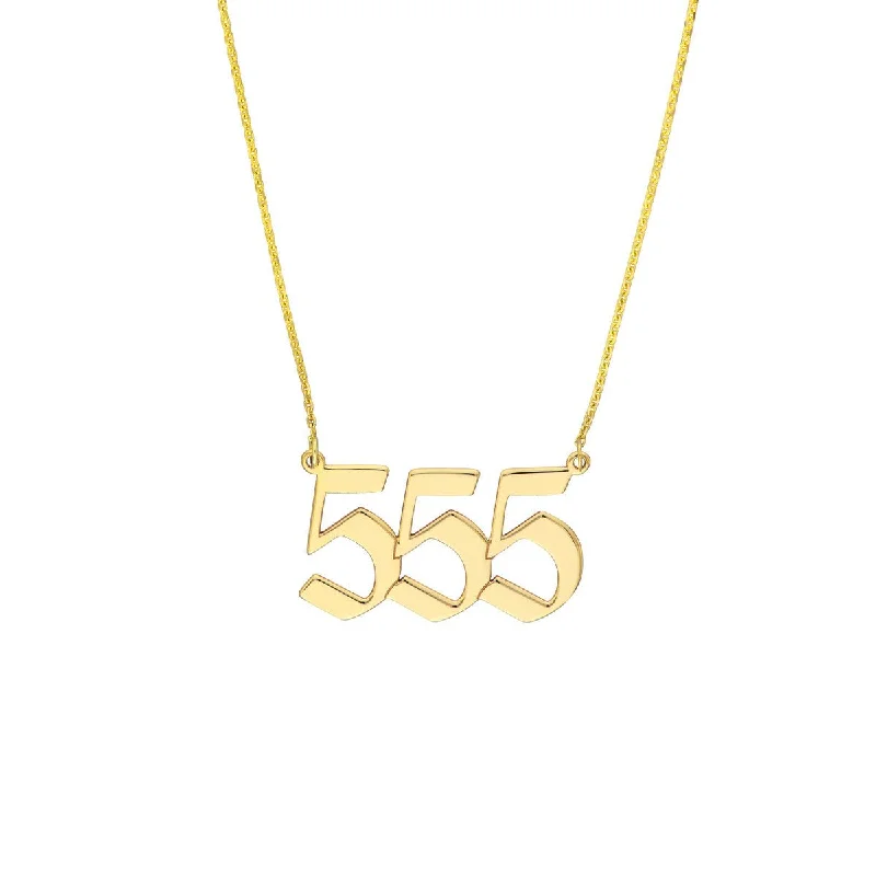 Glass bead necklaces-14K Yellow Gold Numerology Angelical No 555 - Change