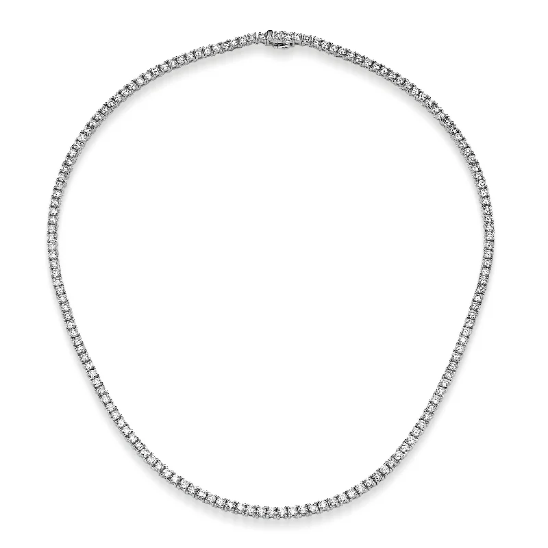 Zodiac sign necklaces-10.00 ct Round Brilliant Cut Lab Grown Diamond Tennis Necklace in 14k White Gold