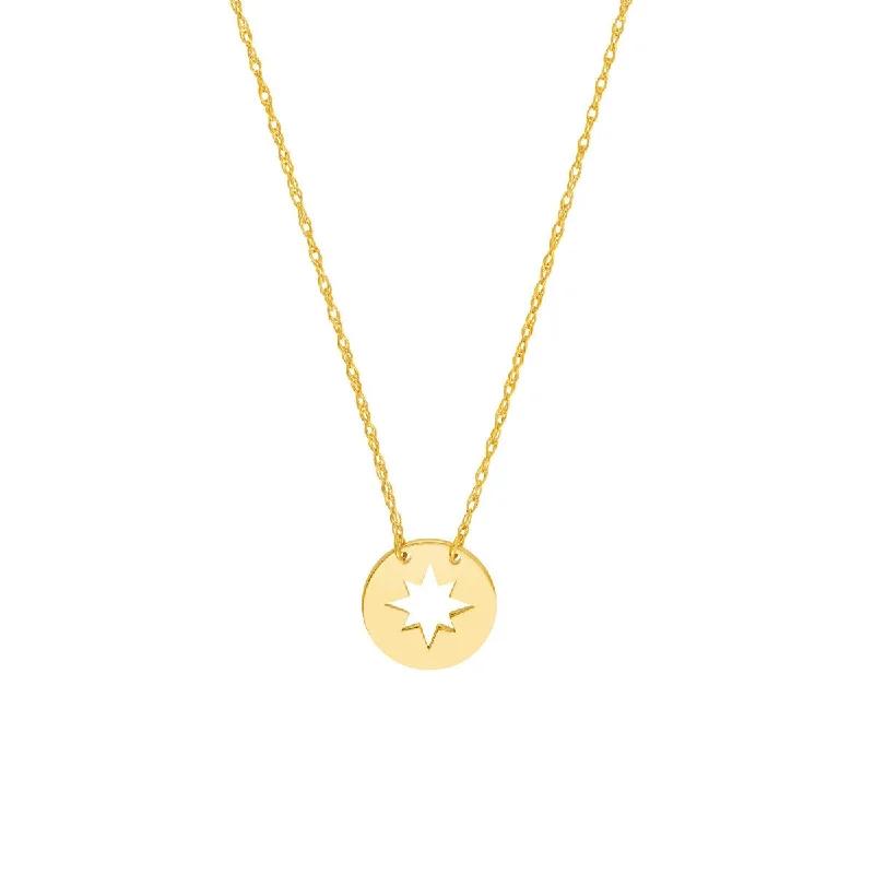 Crystal drop necklaces-14K Yellow Gold So You Cutout Star Mini Disc Adjustable Necklace