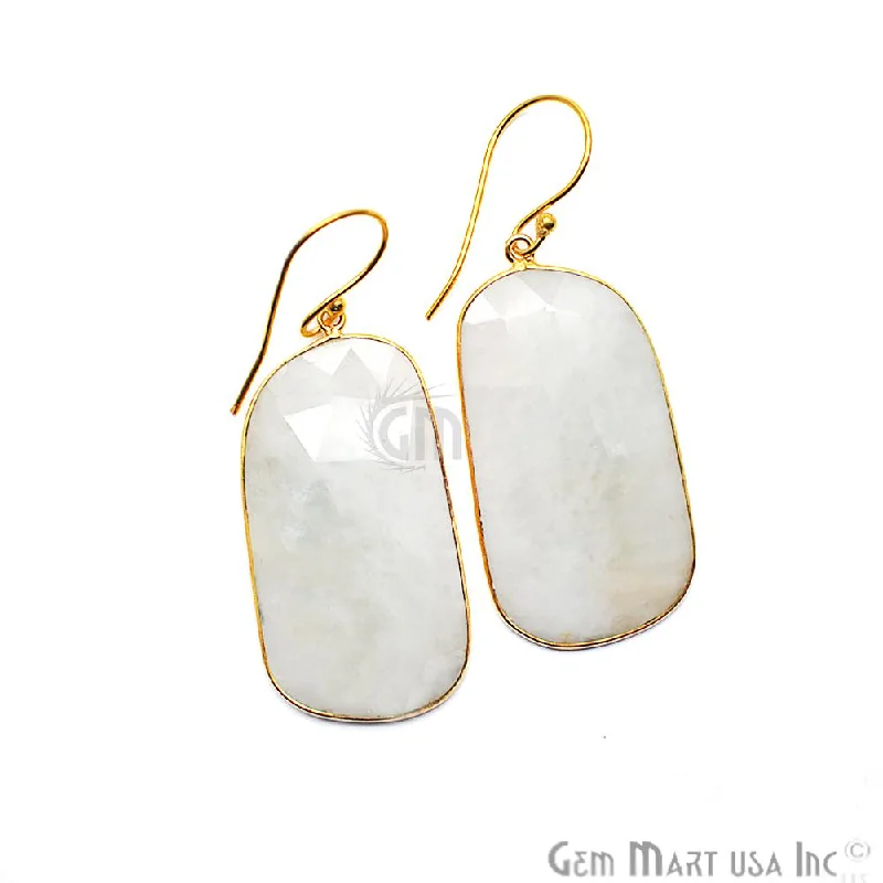 Dainty pearl earrings-Wonder Sapphire 19X41MM Gold Plated Gemstone Dangle Hook Earrings (WSER-90556)