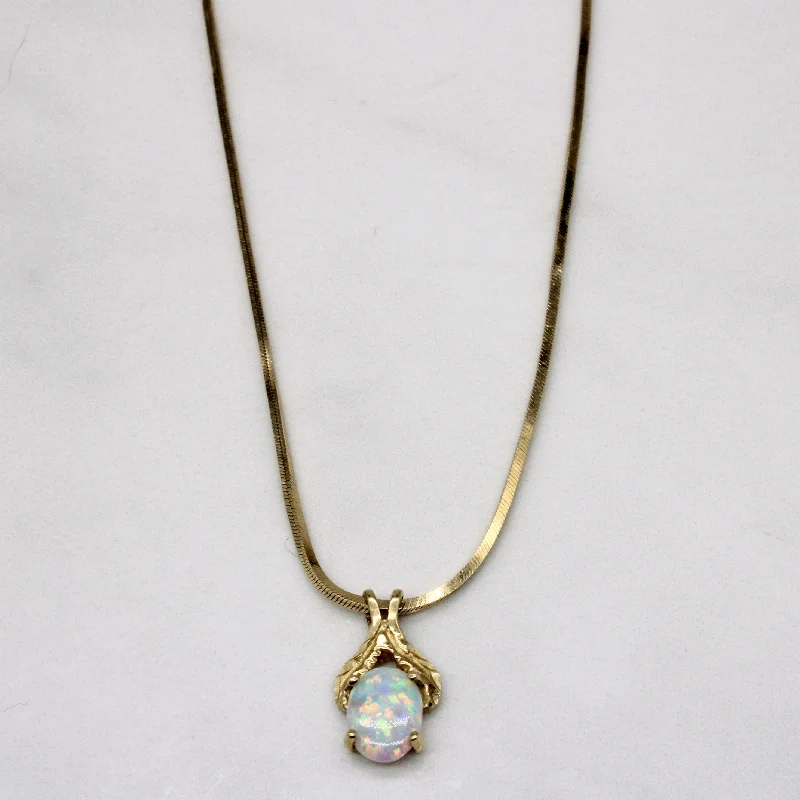 Velvet choker necklaces-Synthetic Opal Pendant & 10k Necklace | 0.55ct | 18" |