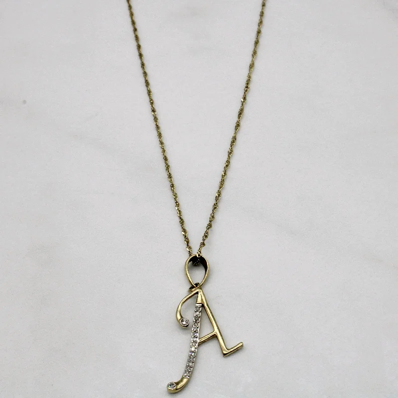 Hammered metal necklaces-Diamond 'A' Initial Pendant & Necklace | 0.06ctw | 18" |