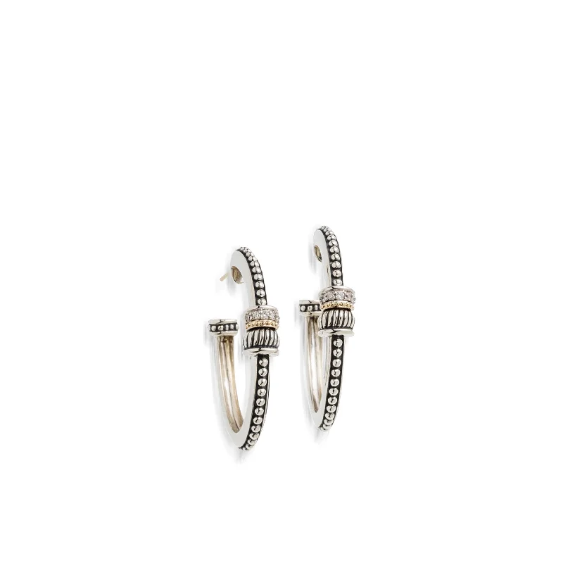 Shell motif earrings-Apollo Oval Hoop Earrings with Pave Diamonds