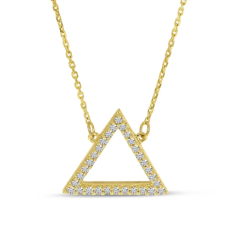 Hamsa hand necklaces-14K Yellow Gold Diamond Open Triangle Necklace