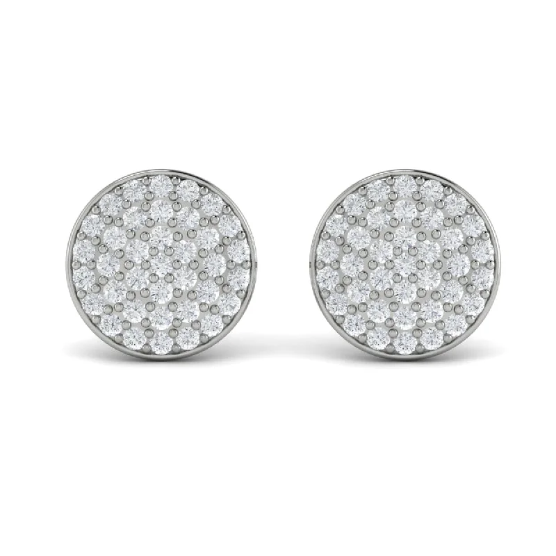 Retro style earrings-Diamond Disc Stud Earrings