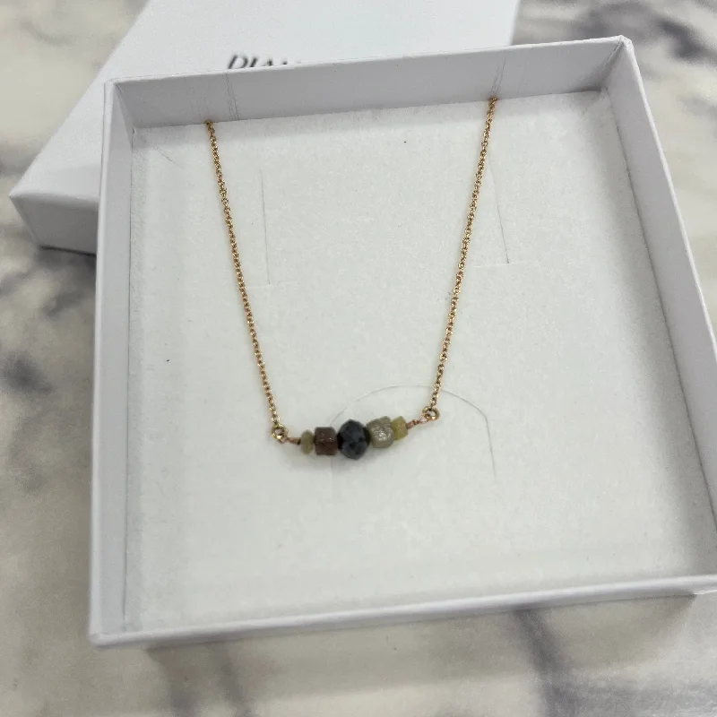 Triple-layer necklaces-Rustic Diamonds Necklace 14K Yellow Gold