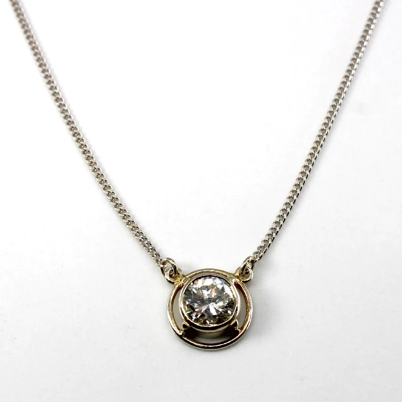 Polished gold necklaces-Bezel Set Diamond Pendant Necklace | 1.00ct SI1/SI2 J/K| 15"|