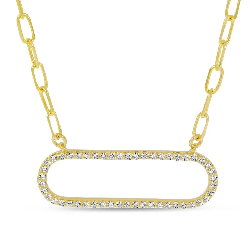 Vintage lock necklaces-14K Yellow Gold Diamond Paperclip Necklace