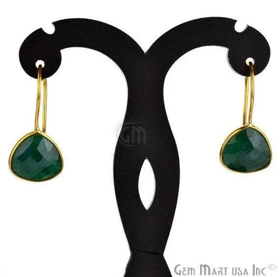 Gold hoop earrings-Trillion Shape 13mm Gold Plated Gemstone Hook Earrings (Pick your Gemstone) (90030-1)