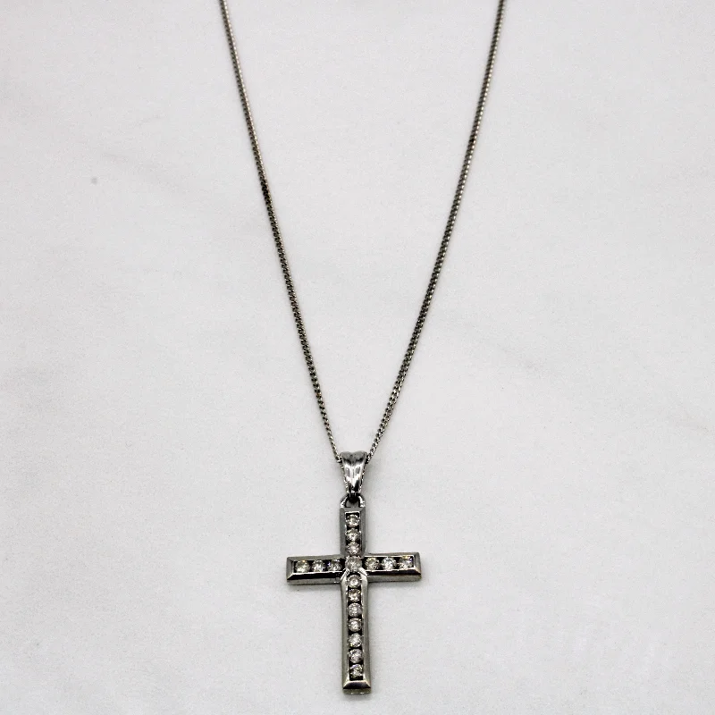 Teardrop gem necklaces-Diamond Cross Pendant & Necklace | 0.25ctw | 18" |