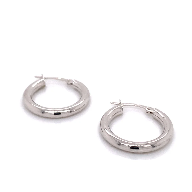 Hexagon stud earrings-9ct White Gold Small Hoop Earrings