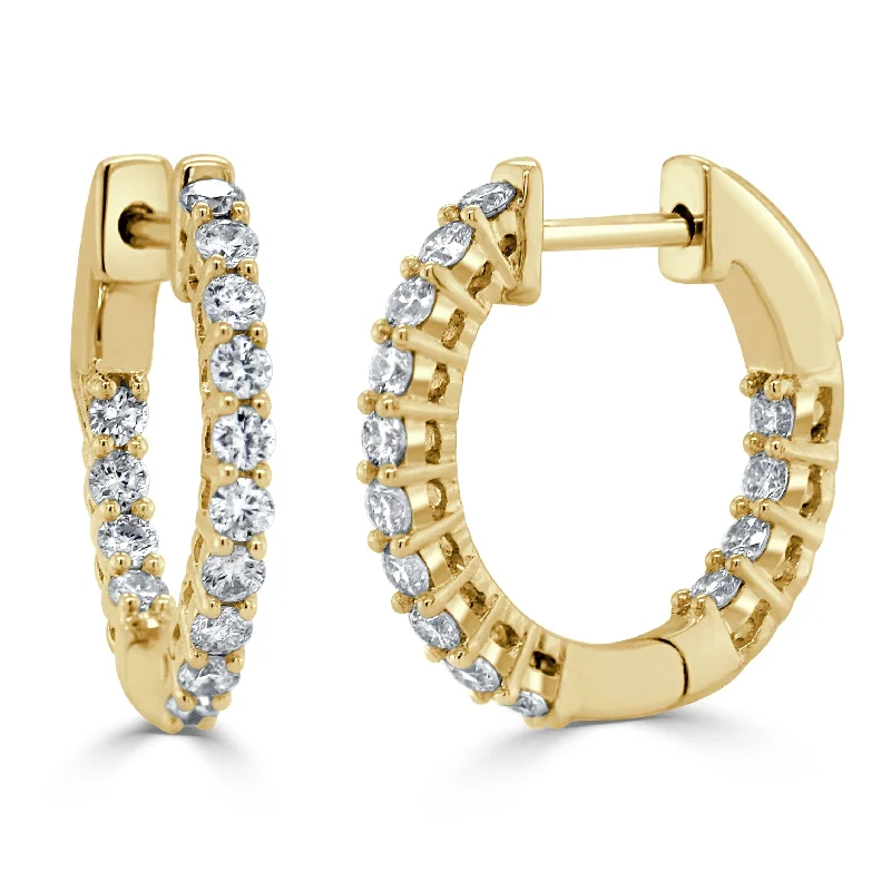 Sculptural hoop earrings-14k Gold & Diamond Hoop Earrings