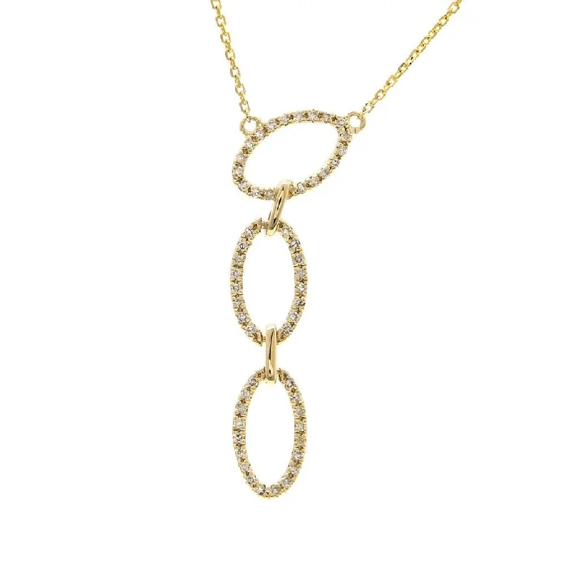 Oval pendant necklaces-14K Yellow Gold Fashion Single Pave Diamond Necklace