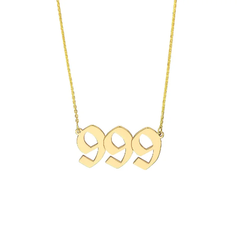 Crescent moon necklaces-14K Yellow Gold Numerology Angelical No 999 - Release