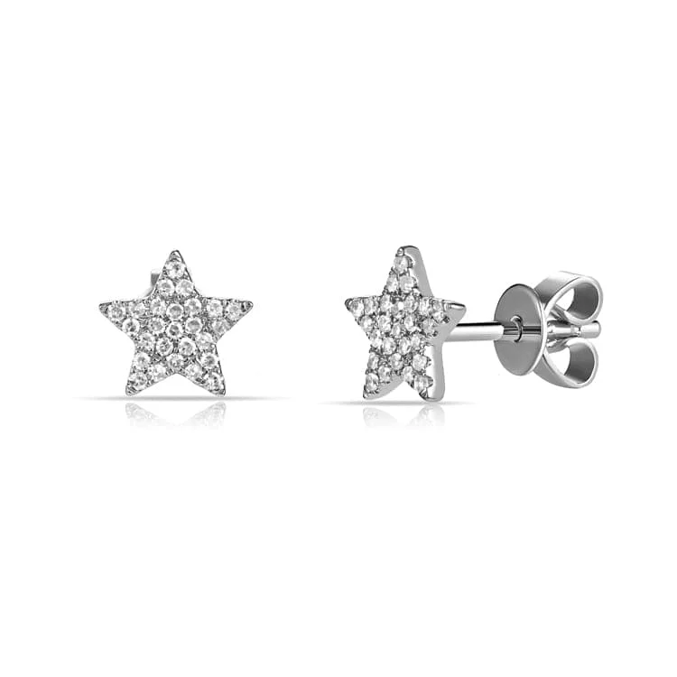 Fringe detail earrings-14k Gold & Diamond Star Earrings