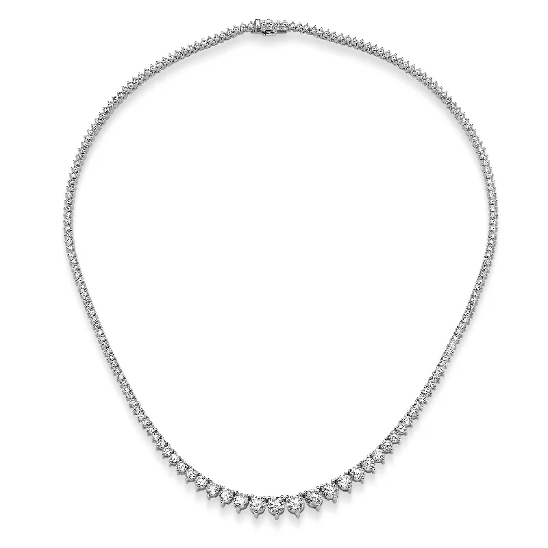 Cluster charm necklaces-10.25 ct Round Brilliant Cut Lab Grown Diamond Graduated Tennis Necklace in 14k White Gold