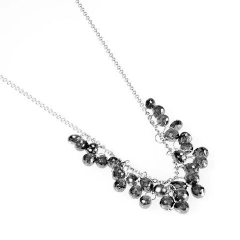 Sleek silver necklaces-Black Diamond Briolette Necklace