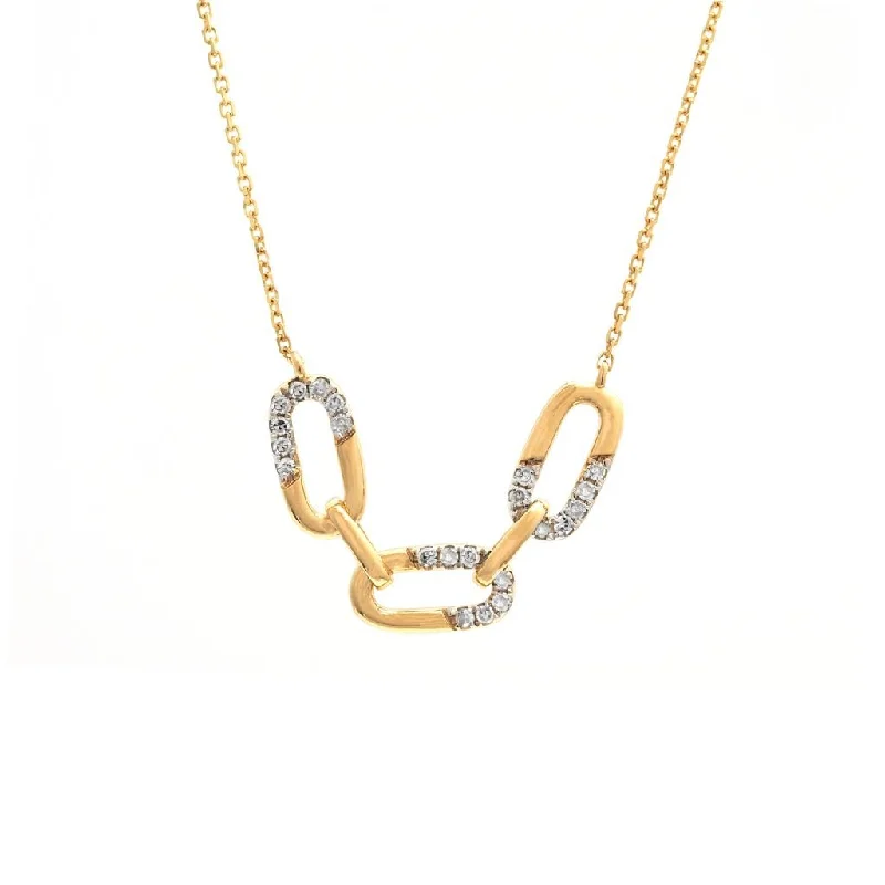 Hammered metal necklaces-14K Yellow Gold Fashion Single Micro Pave Diamond Necklace