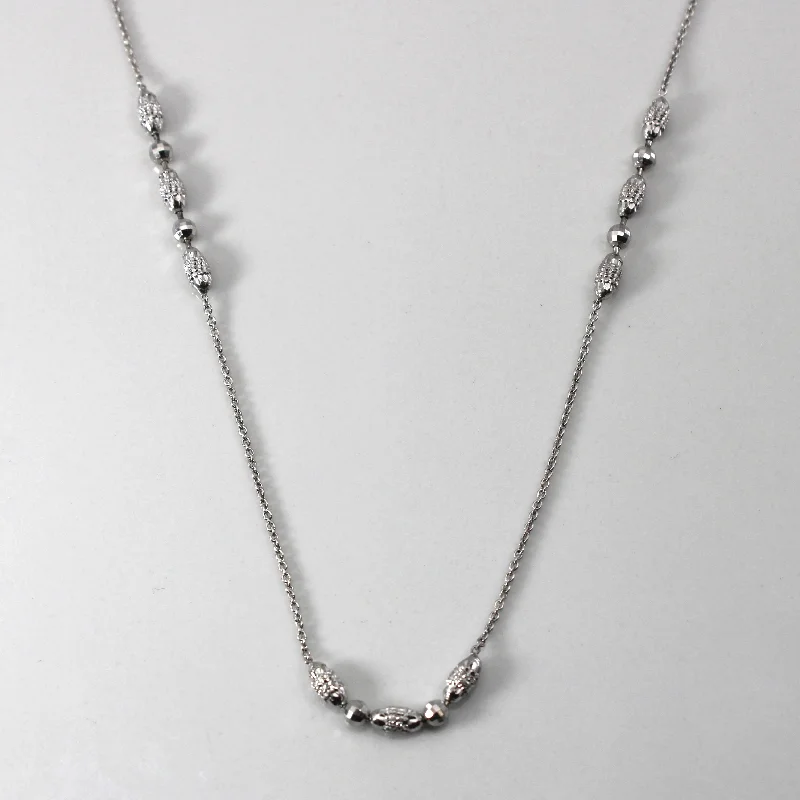 Cluster charm necklaces-Beaded White Gold Necklace | 16"|