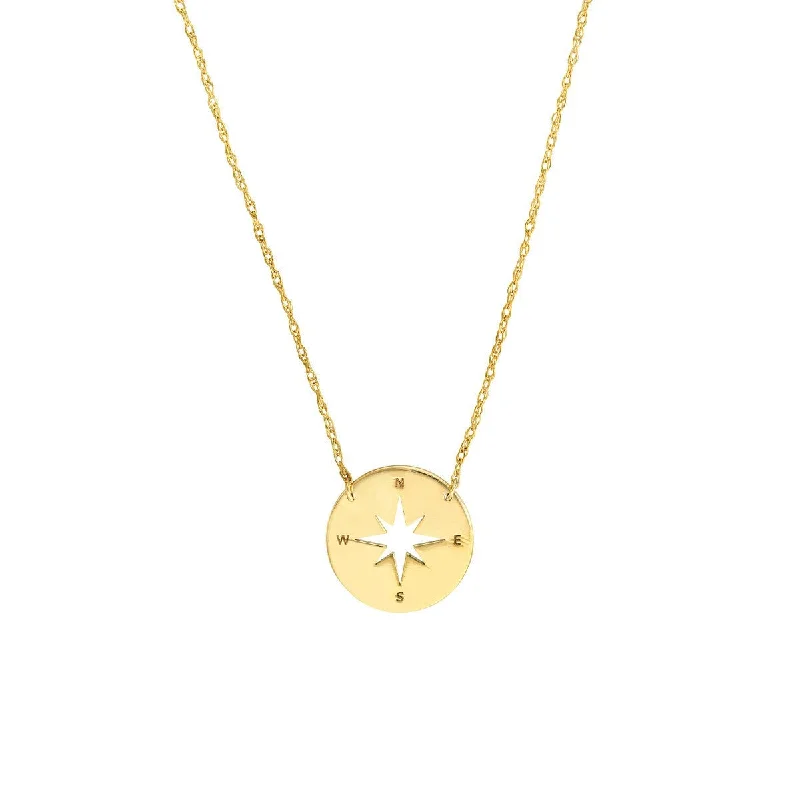 Dainty heart necklaces-14K Yellow Gold So You Mini Compass Adjustable Necklace