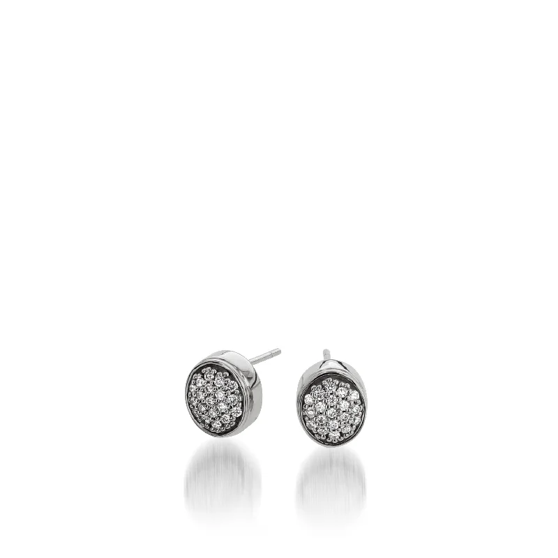 Antique silver earrings-Essence Pave Diamond Stud Earrings