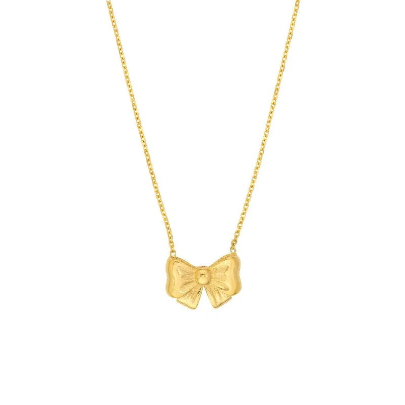 Infinity knot necklaces-14K Yellow Gold Tied Bow Necklace