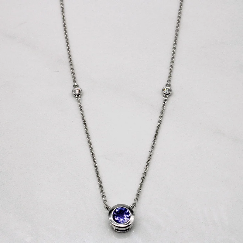 Wire-wrapped necklaces-'Effy' Tanzanite & Diamond Necklace | 0.55ct, 0.06ctw | 18" |