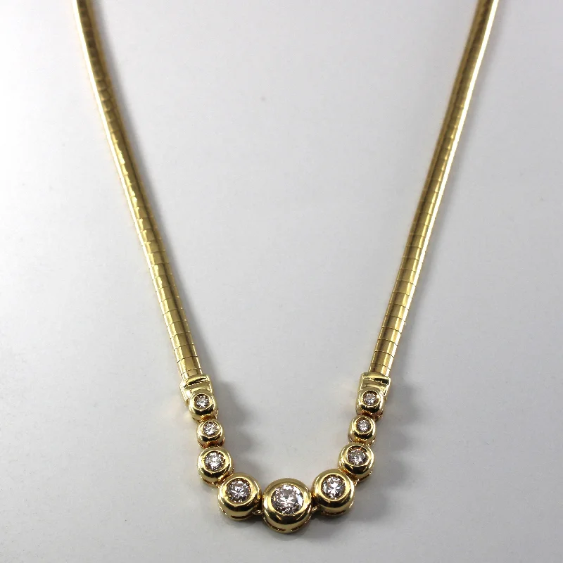 Evil eye necklaces-Bezel Set Diamond Omega Chain Necklace | 1.28ctw | 18"|