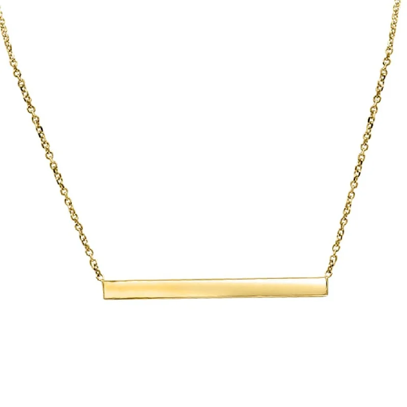 Antique coin necklaces-Thin Gold Bar Necklace In 14K Solid Gold